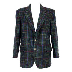 Vintage Cacharel Black Green Wool Tweed Classic Jacket 1980s