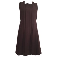 Cacharel Burgundy Sleeveless Pleated Dress Size 8. 