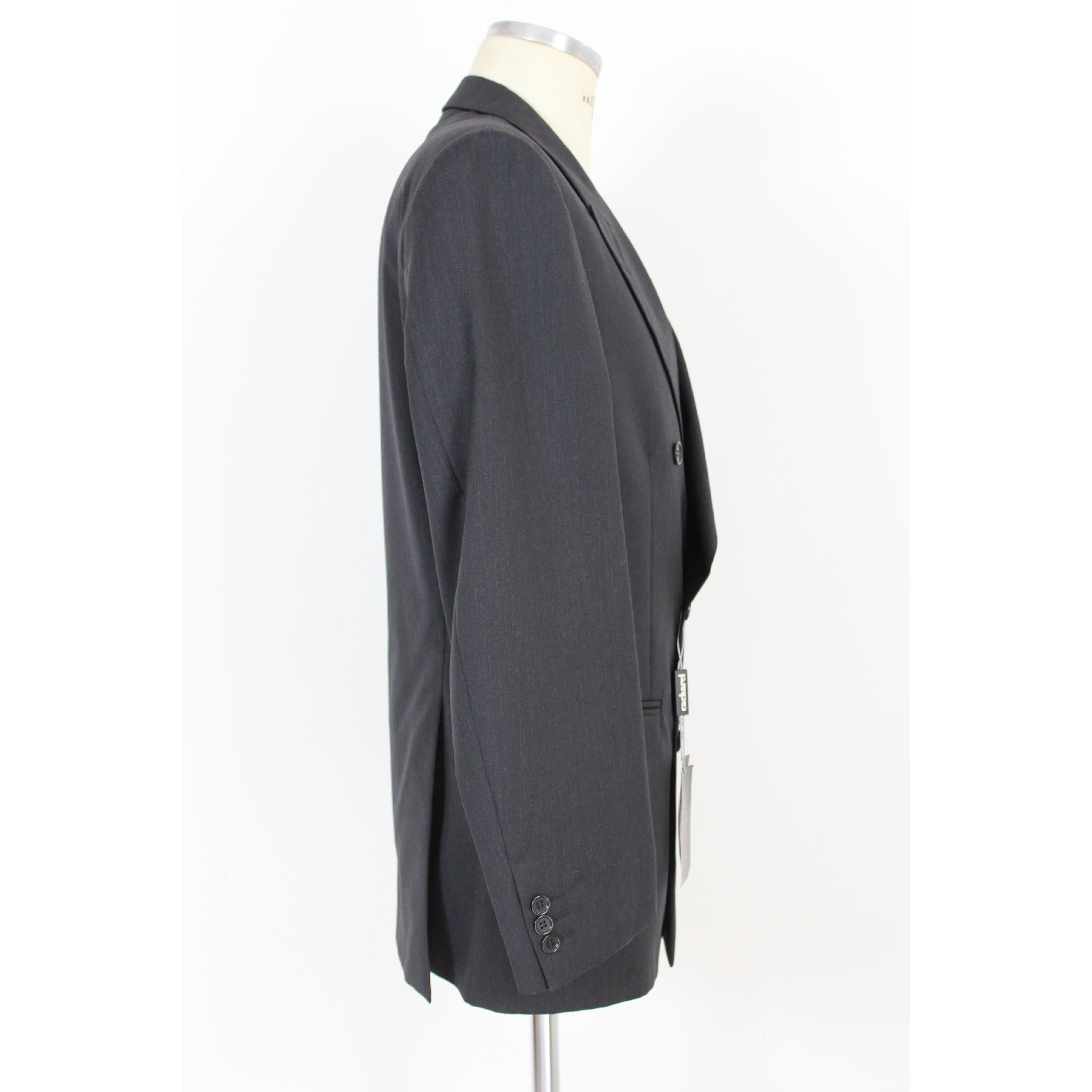 Men's Cacharel Gray Tasmania Wool Bouble Breasted Ceremony Suit 1990s New With Label