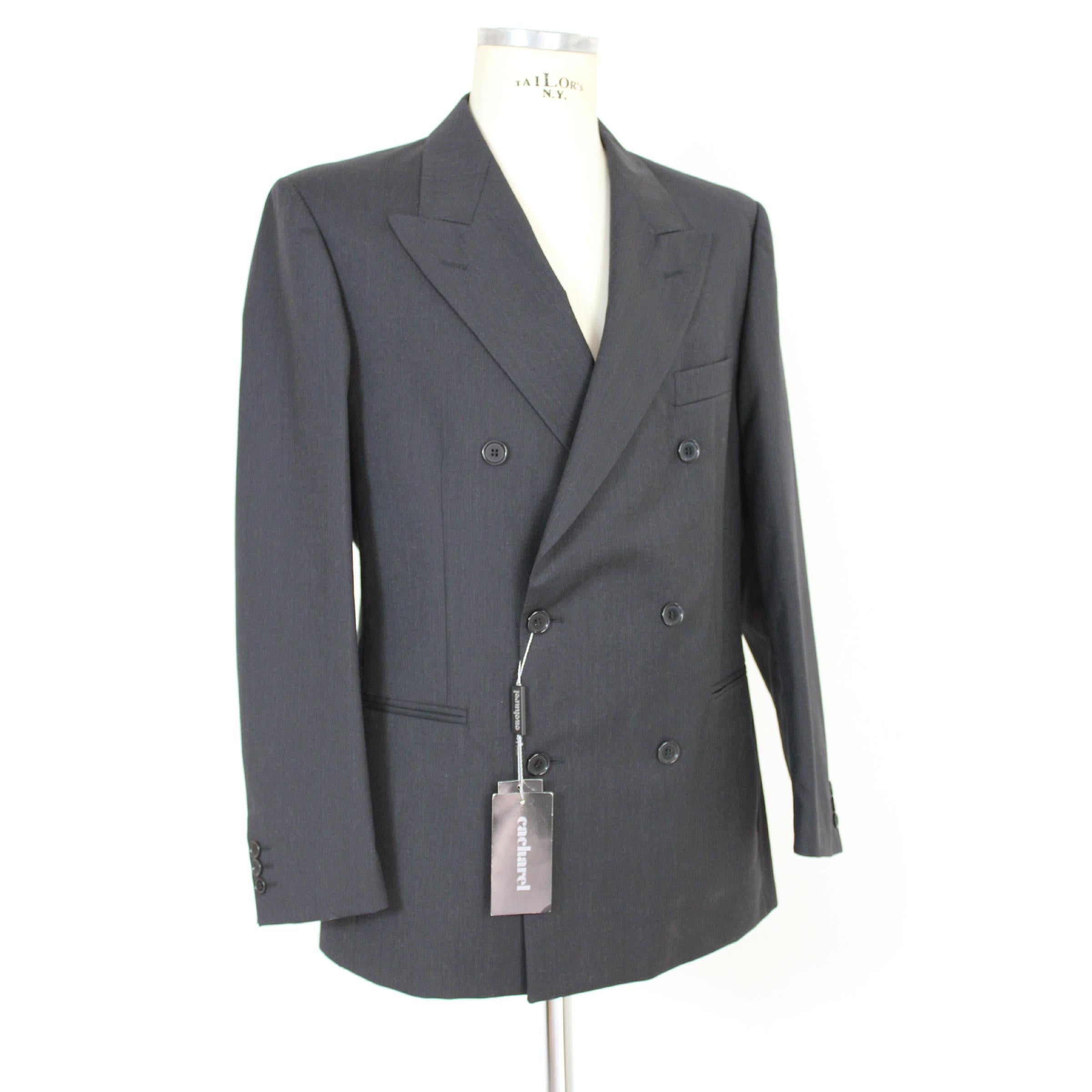 Cacharel Gray Tasmania Wool Bouble Breasted Ceremony Suit 1990s New With Label 1