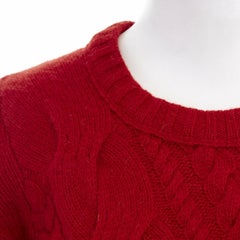 CACHAREL orange wool camel blend chunky cable knit front sweater top S