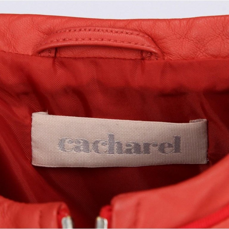 Cacharel Vintage 90s red leather jacket For Sale 1