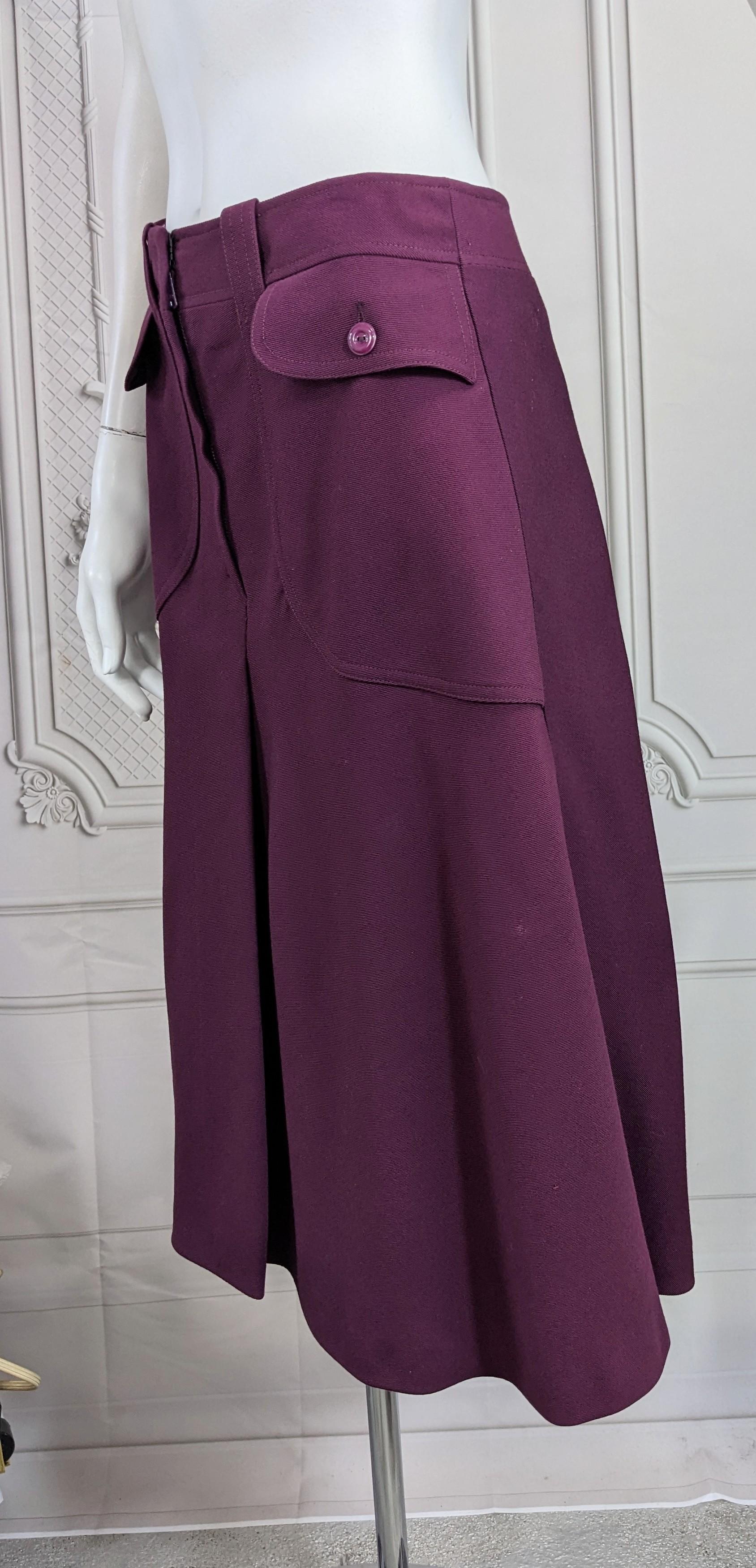 Cacharel Wool Twill A Line Skirt In Good Condition For Sale In New York, NY