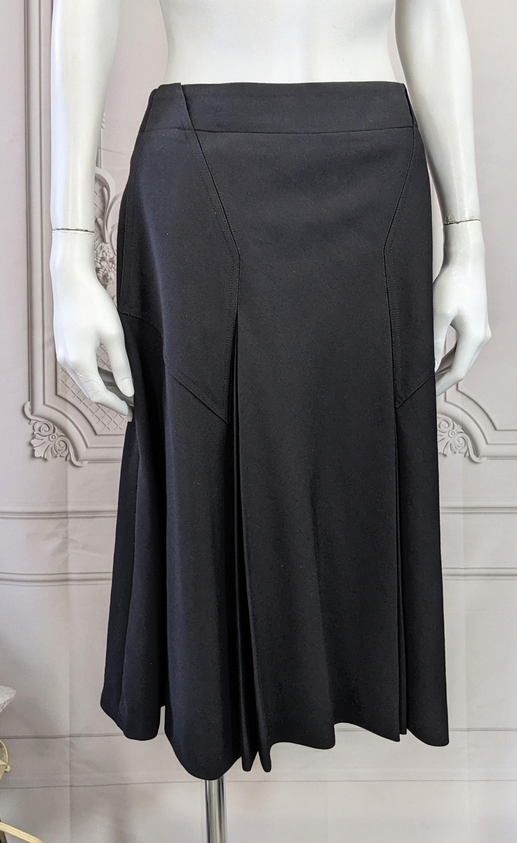 Cacharel Wool Twill Pleated A Line Skirt In Good Condition For Sale In New York, NY