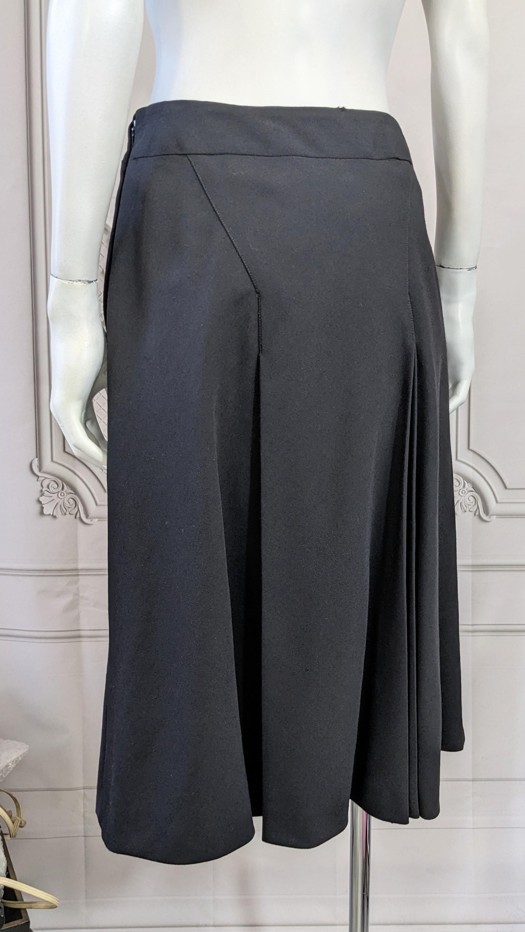 Cacharel Wool Twill Pleated A Line Skirt For Sale 3