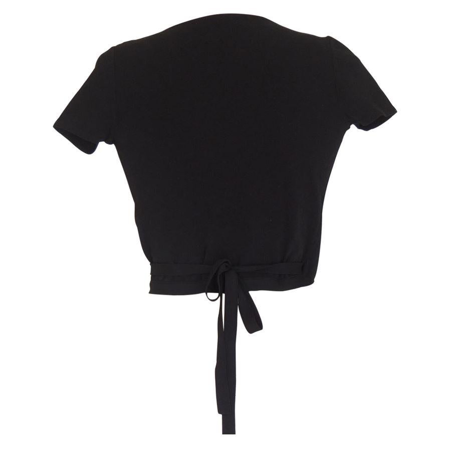 Viscose (83%) Polyester Black color Short sleeve Crossed
