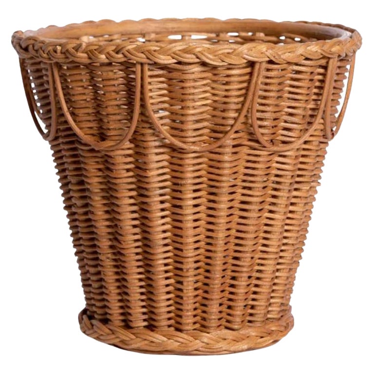 Cache Pinet Pot in Natural Honey Rattan, Modern, Rustic Accessory by Louise Roe For Sale