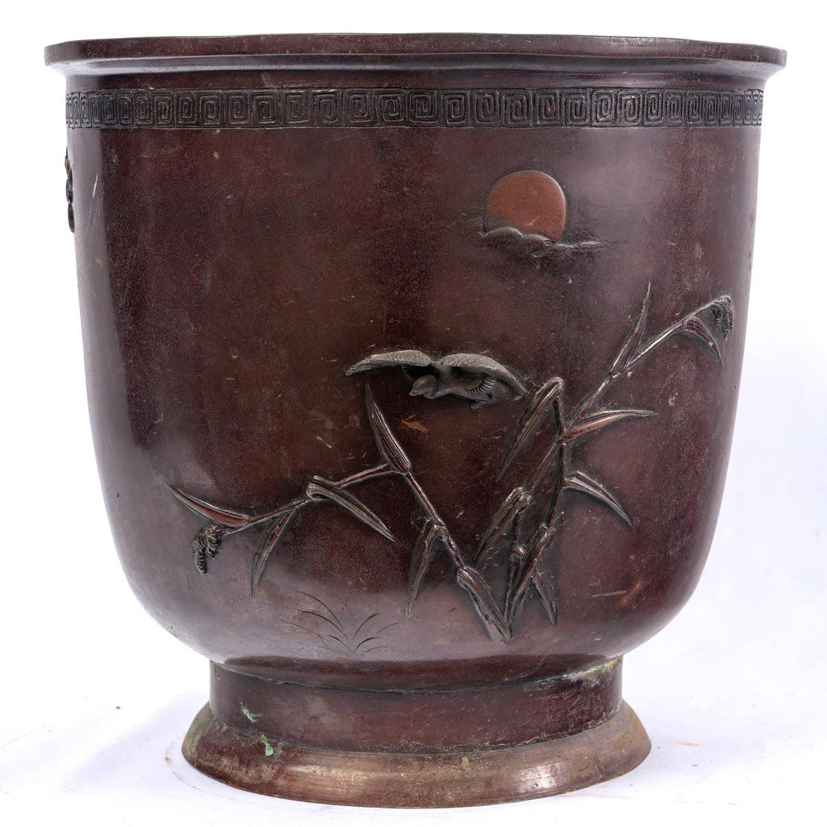 Cache Pot Bronze - Double Patina - Japan - XIXth Century In Good Condition In CRÉTEIL, FR