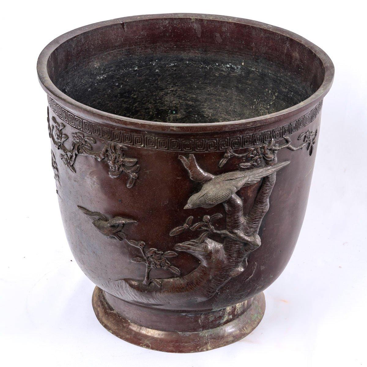 19th Century Cache Pot Bronze - Double Patina - Japan - XIXth Century