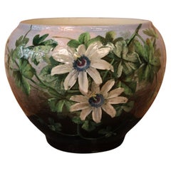 Antique Cache Pot By Jerome Massier In Vallauris With Passionflowers