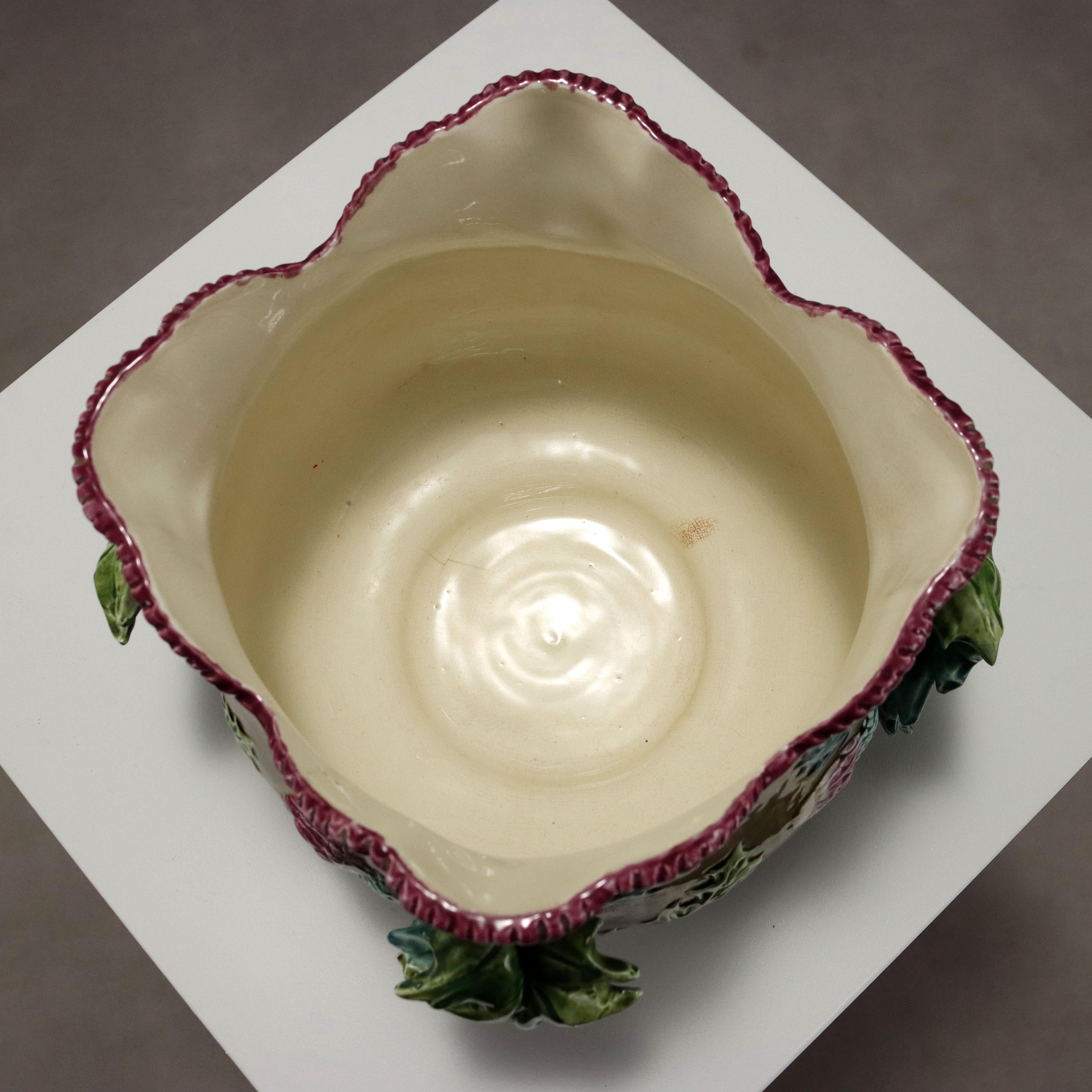 Francese Cache Pot in Ceramica Barbotine Europa Primi '900 in vendita