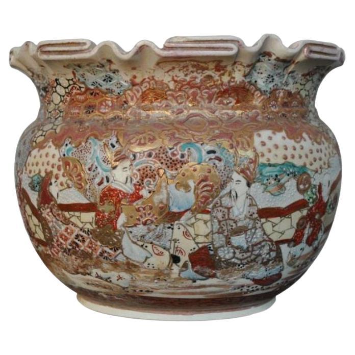 Cache Pot in Enamelled Terracotta 1900 Satsuma 2 For Sale
