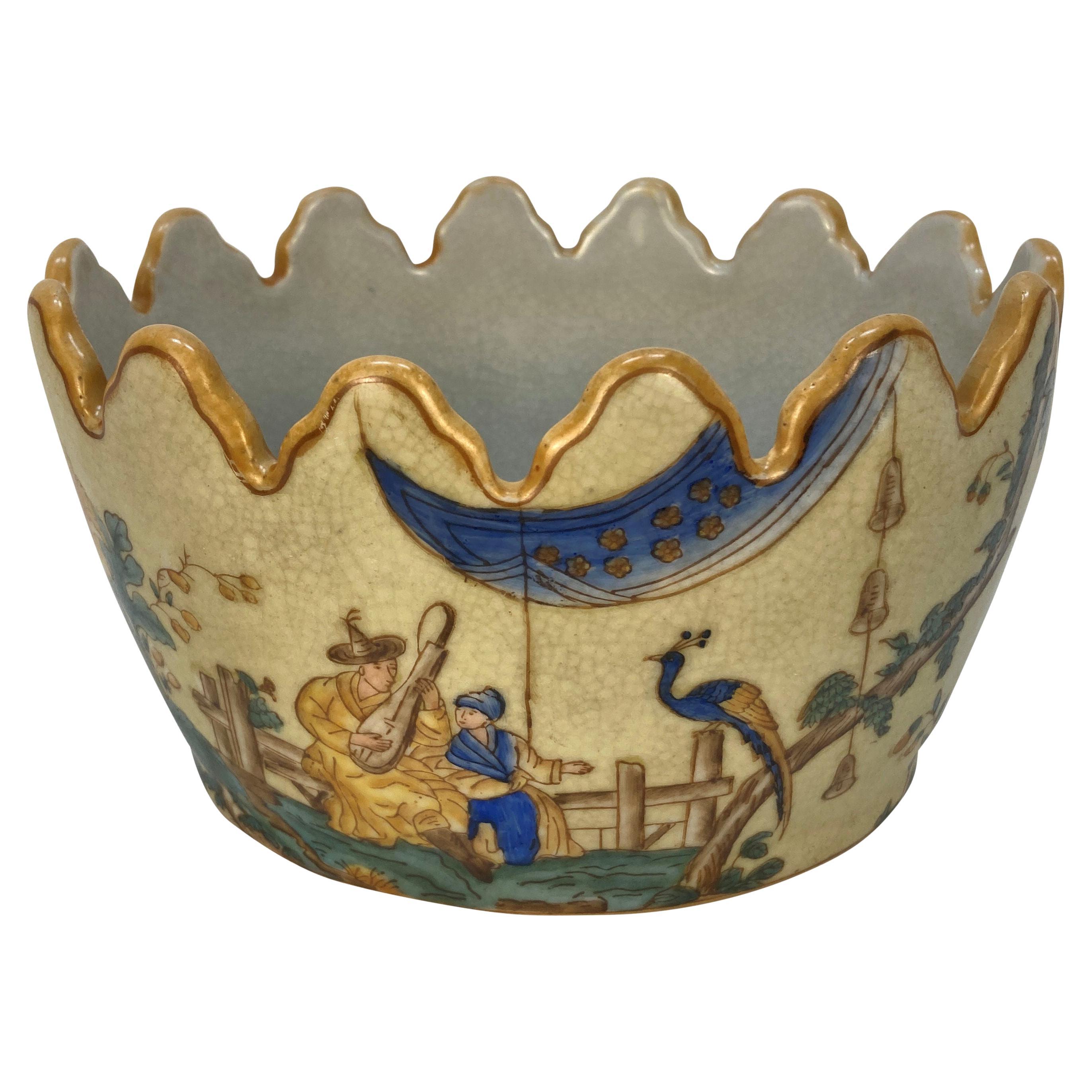 Cache pot peint de scènes orientales en vente