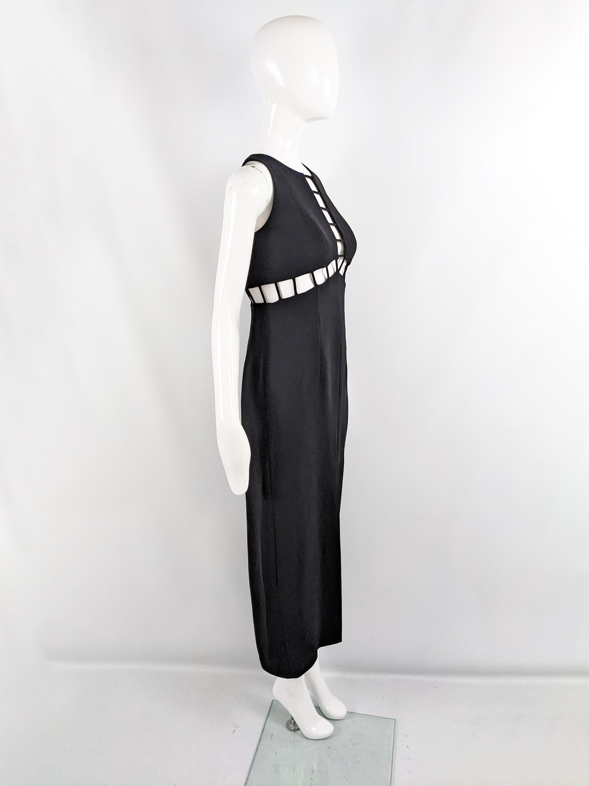 Women's Caché Vintage 1990s Black Sexy Cut Out Sleeveless 90s Evening Party Dress For Sale