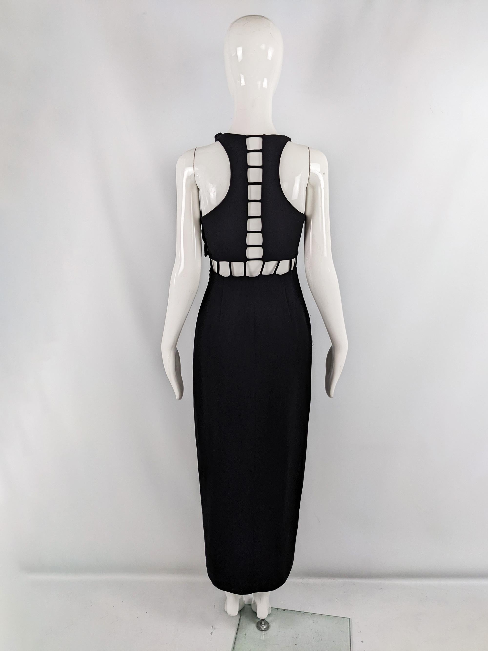 Caché Vintage 1990s Black Sexy Cut Out Sleeveless 90s Evening Party Dress For Sale 1