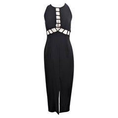 Caché Vintage 1990s Black Sexy Cut Out Sleeveless 90s Evening Party Dress