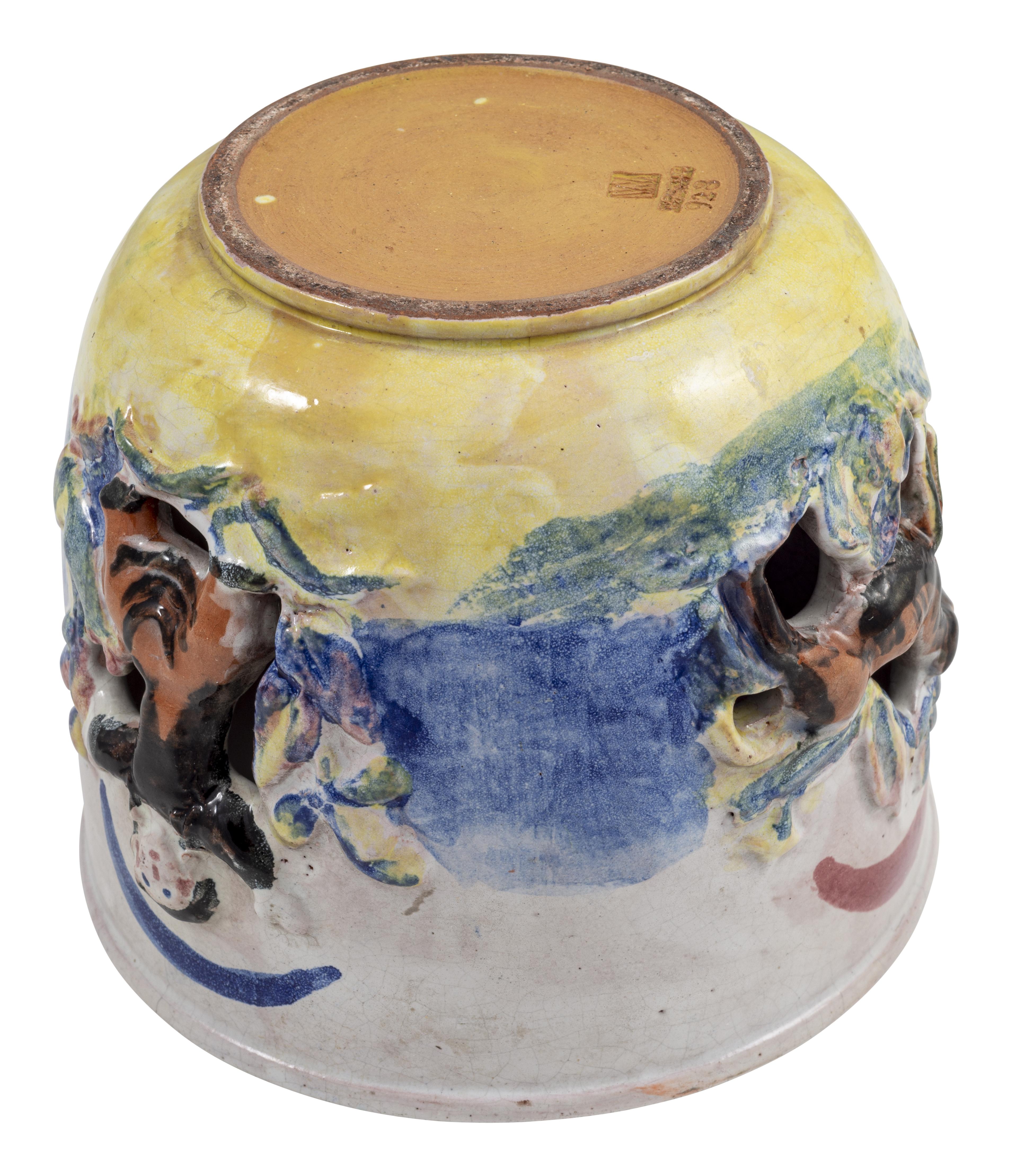 Jugendstil Cachepot Ceramics Colorfully Glazed Wiener Werkstatte Singer circa 1928 Austria For Sale