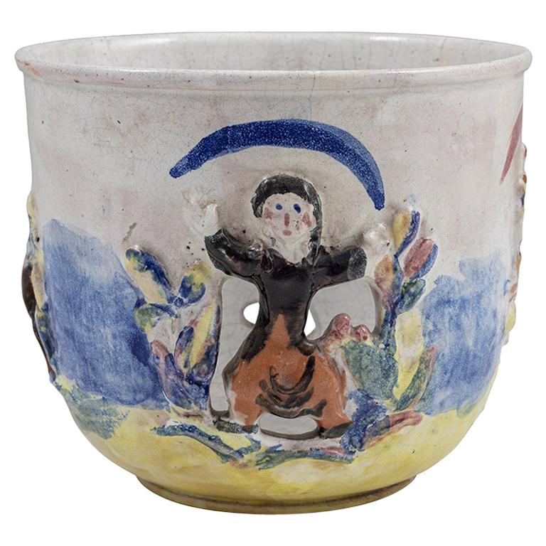 Cachepot Ceramics Colorfully Glazed Wiener Werkstatte Singer circa 1928 Austria For Sale