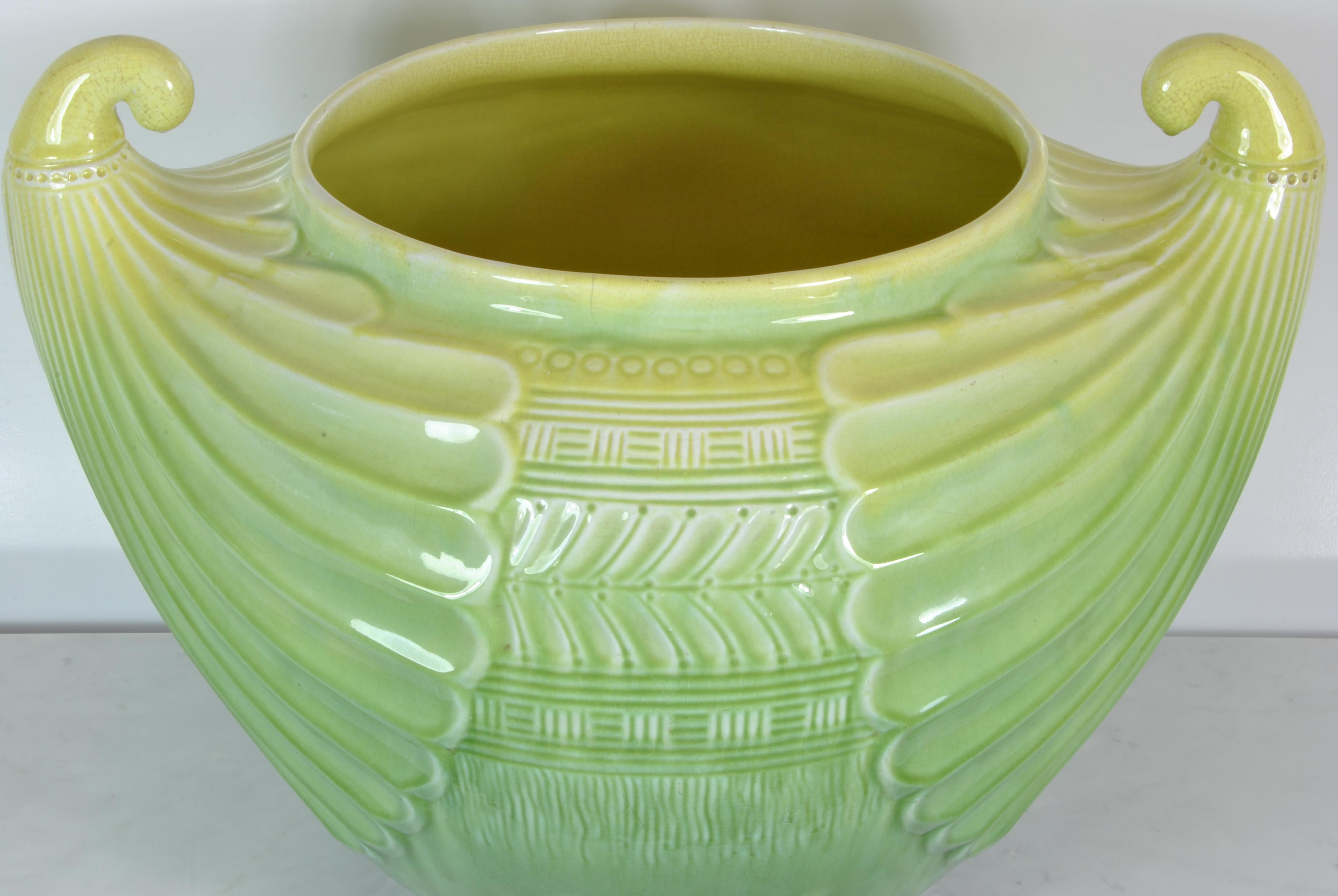 Terre cuite Cachepot Laveno, am designs Cristopher Dresser pour Soc, Ceramica Italiana Italy 1912 en vente