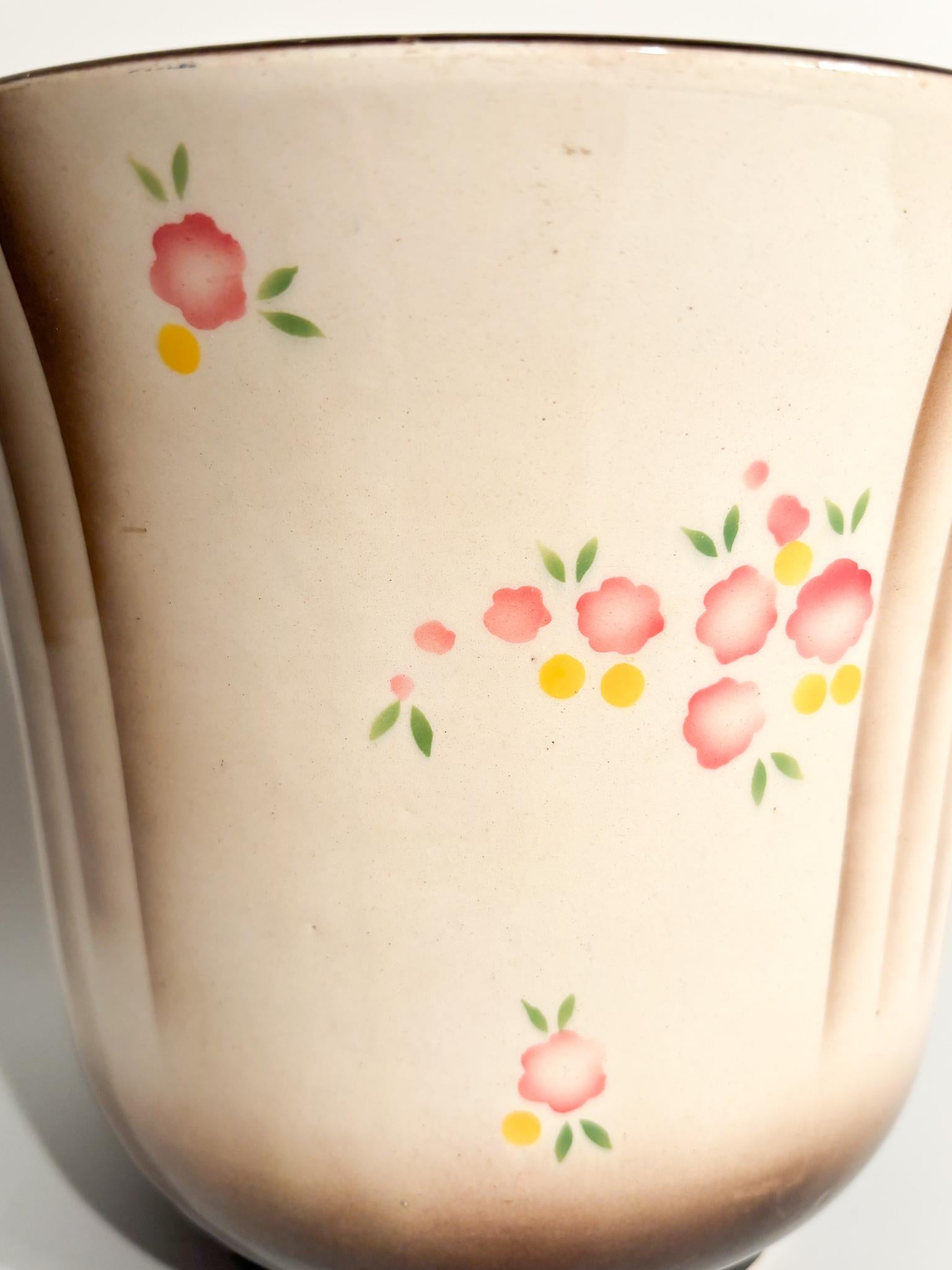 Übertopfvase aus Airbrush-Keramik von Galvani Pordenone aus den 1940er Jahren (Italienisch) im Angebot