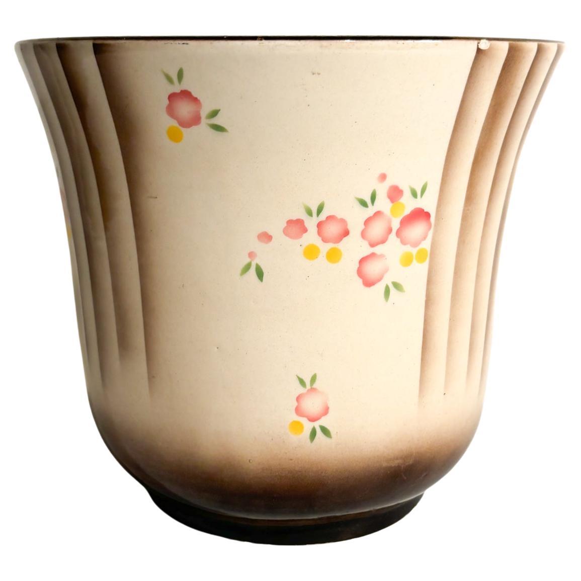 Cachepot Vase in Airbrushed Ceramic by Galvani Pordenone from the 1940s