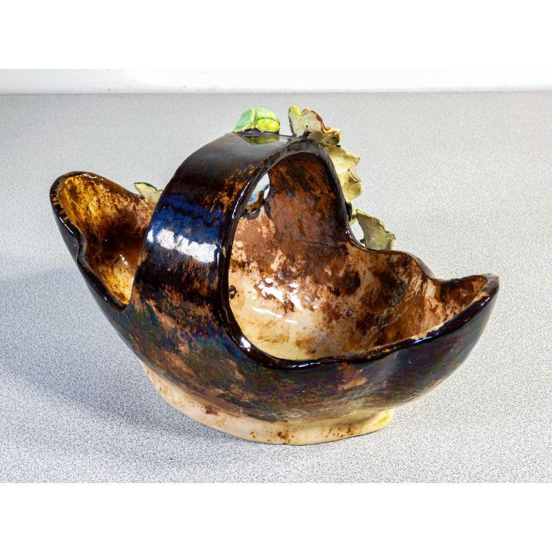 Cachepot Vase in Ceramic Barbotine, France, 1920s For Sale 1