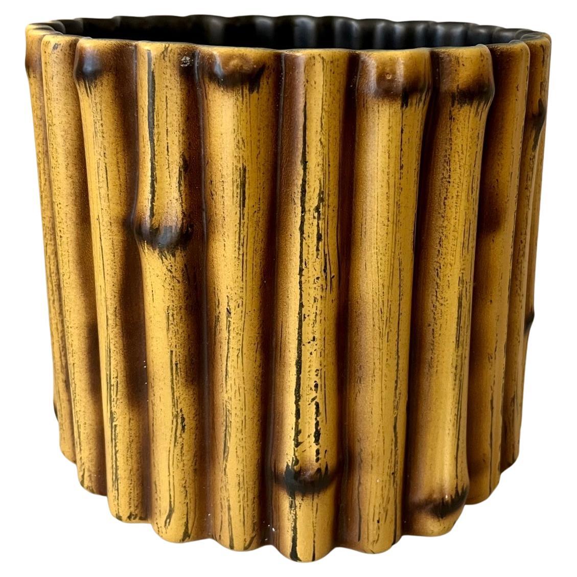 Cachepot with Bamboo Decoration by Pol Chambost, 1950s For Sale