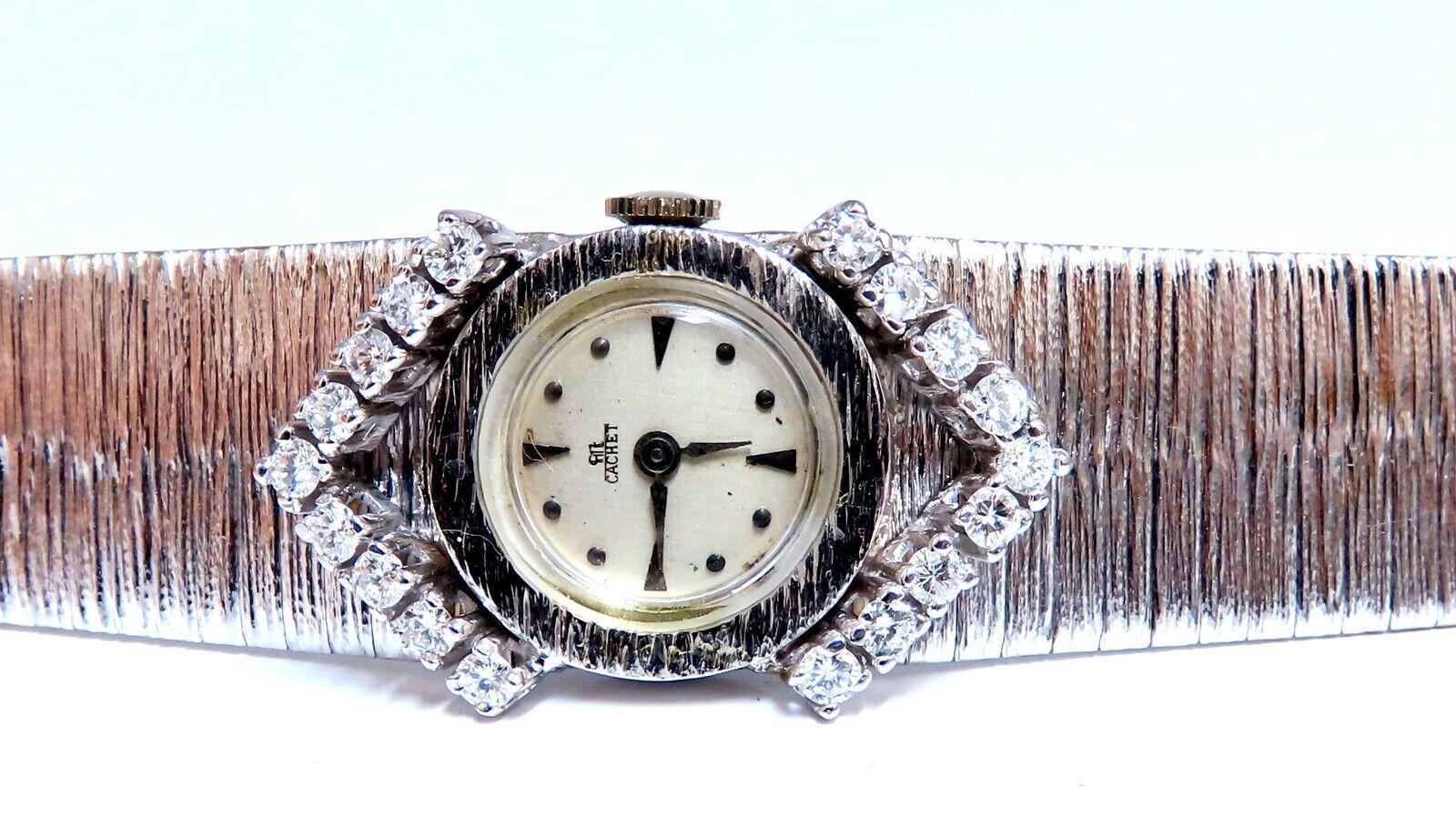 Cachet Vintage Ladies Diamond Watch 14 Karat In Excellent Condition For Sale In New York, NY