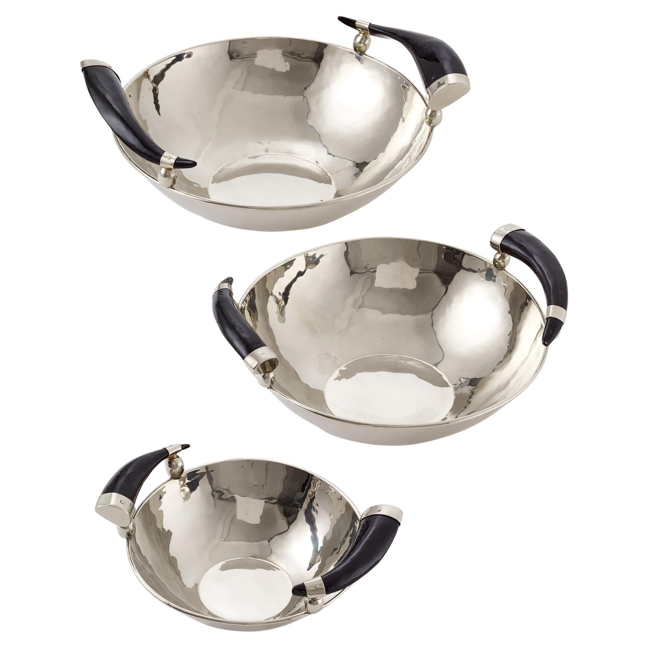 Cachi Small Bowl, Alpaca Silver & Black Horn
