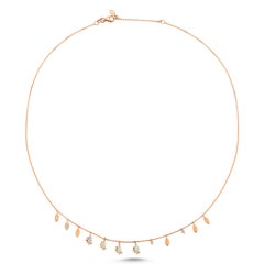 Cacia Seed Necklace- Marquise Cut White Opal in 14K Rose Gold by Selda Jewellery