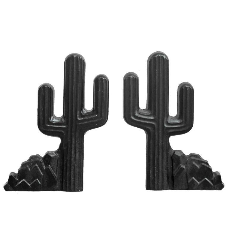 American Cacti Cast Iron Andirons For Sale