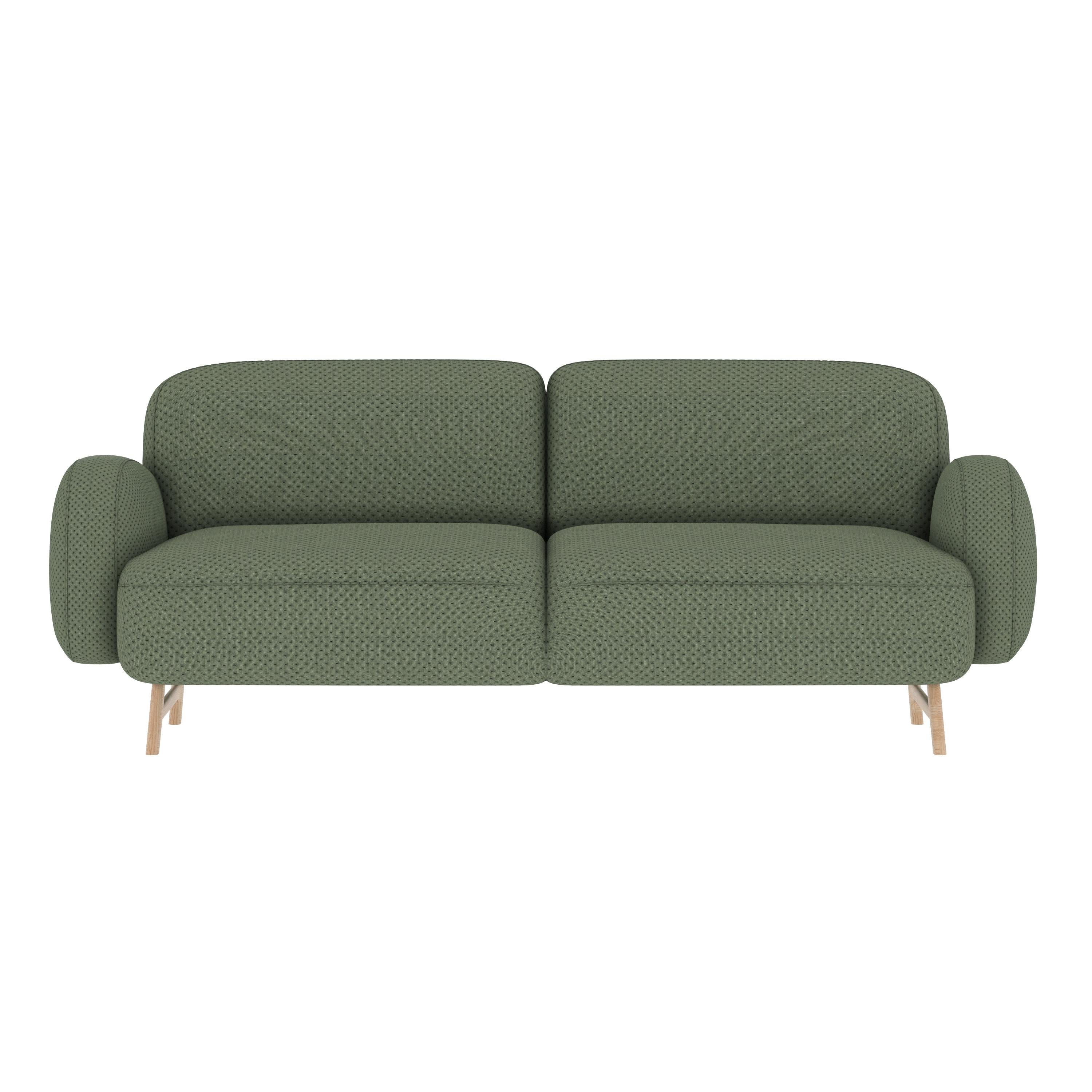 Cactus Auguste 3 Seats Sofa by HARTO
Dimensions: W 216 x D 95 x H 79 cm. 
Materials: Solid pine, plywood, 88% Polyester, 12% Recycled Polyester, Foam type: HR35 / S30 foam.
Weight: 45.6 kg

The Auguste sofa, in 2 or 3 seats, is elegant, timeless,