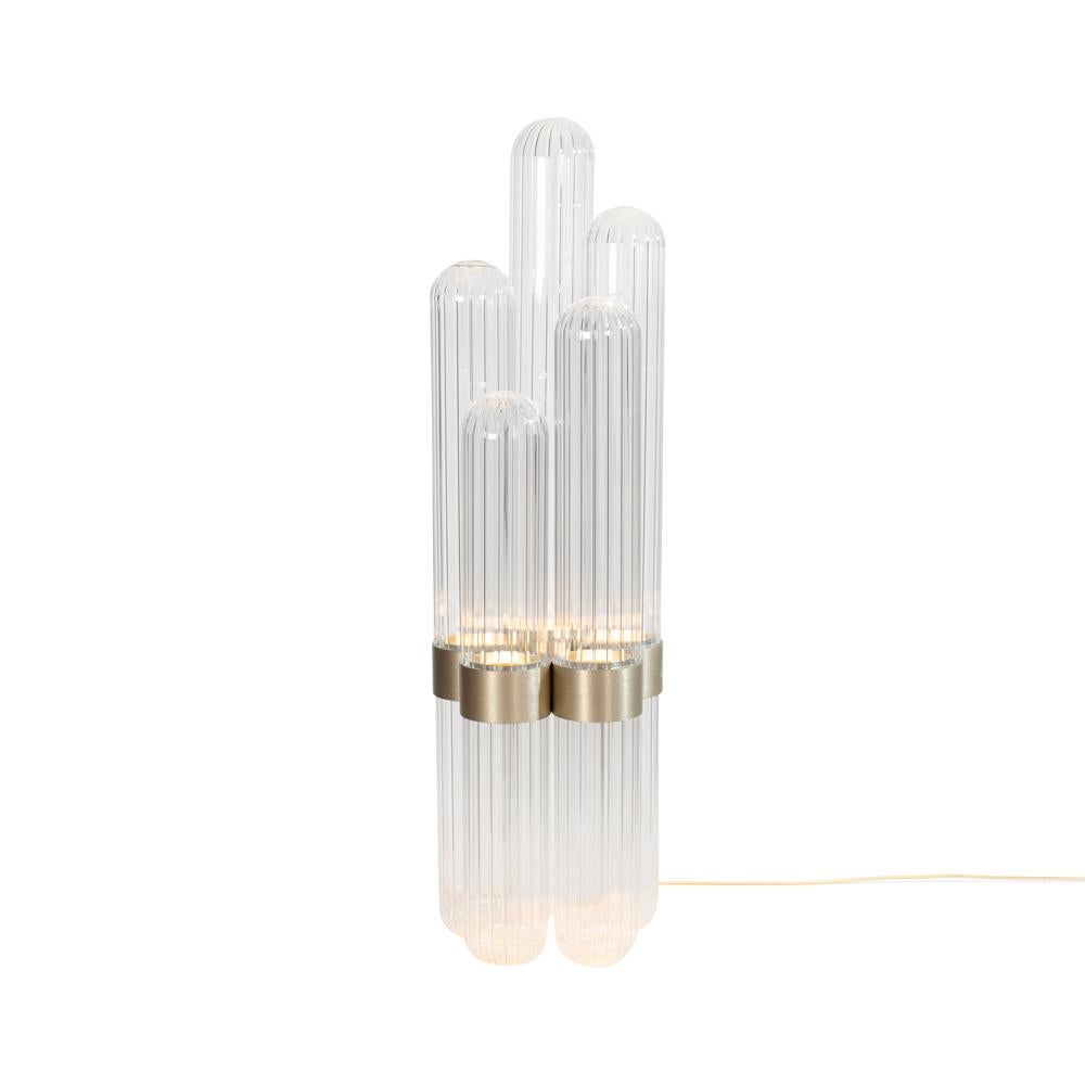 Cactus big floor lamp transparent by Pulpo.
Dimensions: D30 cm x H100 cm.
Materials: Borosilicate glass, steel, brass, aluminium.
Also available in different finishes: transparent black, transparent brass, smoky grey black, smoky grey