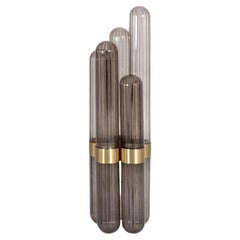 Grande lampe Cactus gris fumé en laiton poli par Pulpo