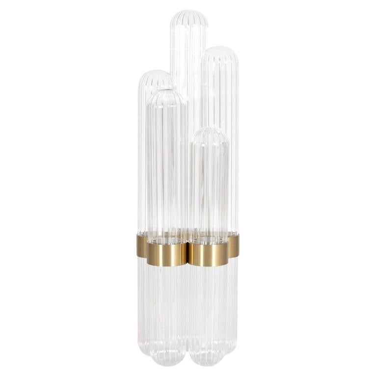 Cactus Big Transparent Polished Brass Lamp by Pulpo For Sale