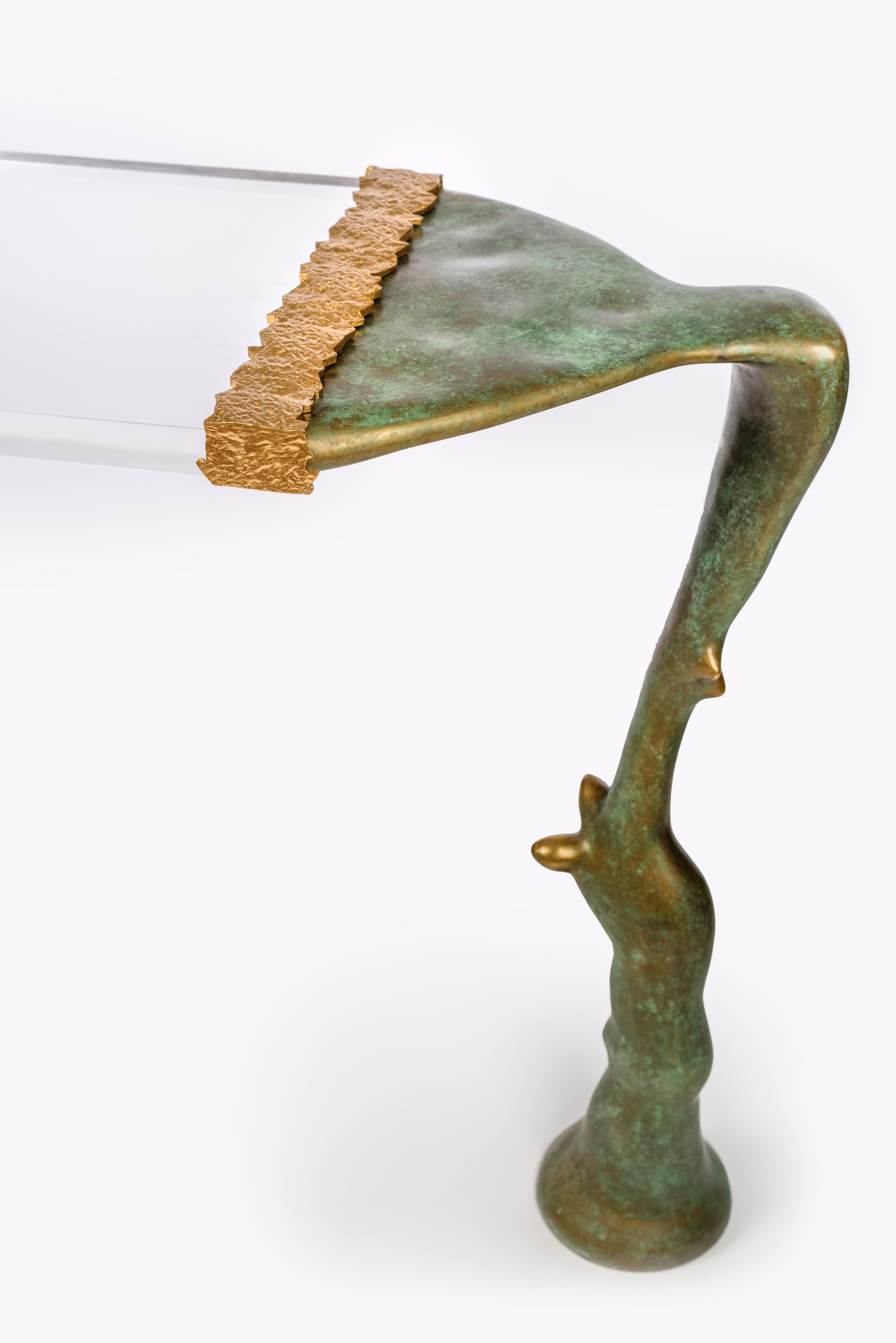 CACTUS-Consola de bronce, latón y acrílico macizo Moderno en venta