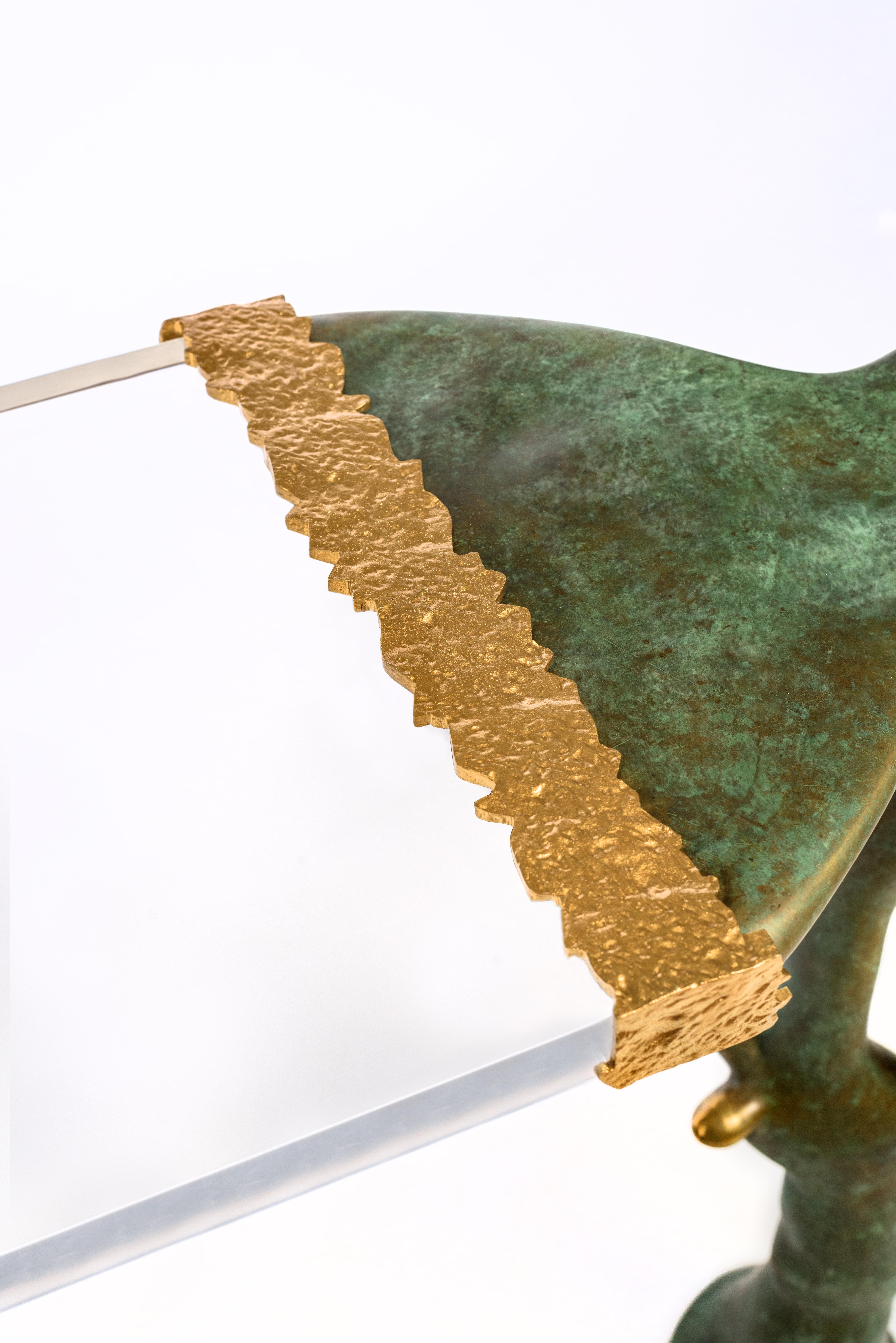 CACTUS-Consola de bronce, latón y acrílico macizo Egipcio en venta