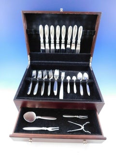 Cactus by Georg Jensen Danish Sterling Silver Flatware Set 8 Service 60 Pieces