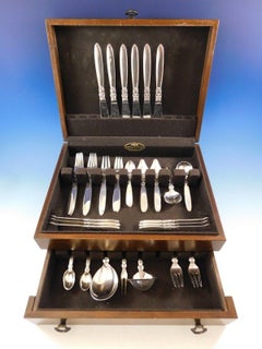 Cactus by Georg Jensen Danish Sterling Silver Flatware Set Dinner Service 57 Pcs