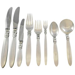 Cactus by Georg Jensen Danish Sterling Silver Flatware Set Service 107 Pc Dinner