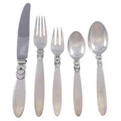Cactus by Georg Jensen Danish Sterling Silver Flatware Set Service 40 Pcs Dinner