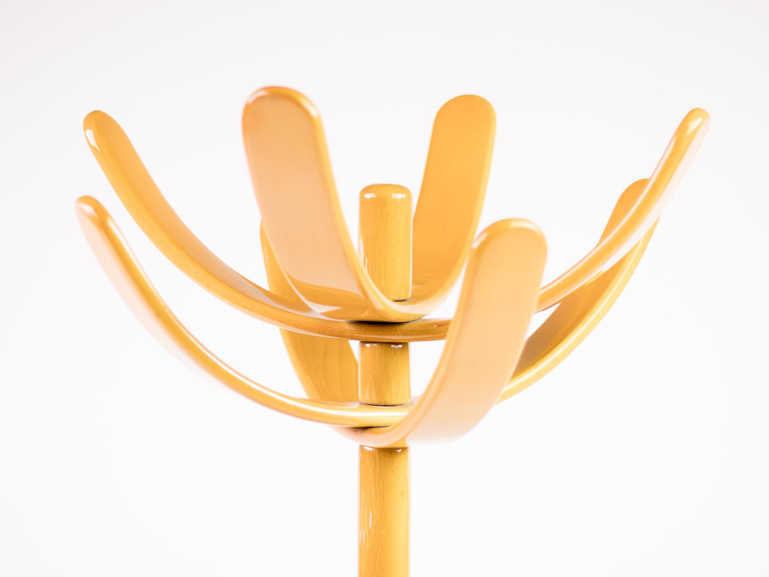 Lacquered beech cactus coat stand designed by Mauro Pasquinelli for Pallavisini, Italy.
 