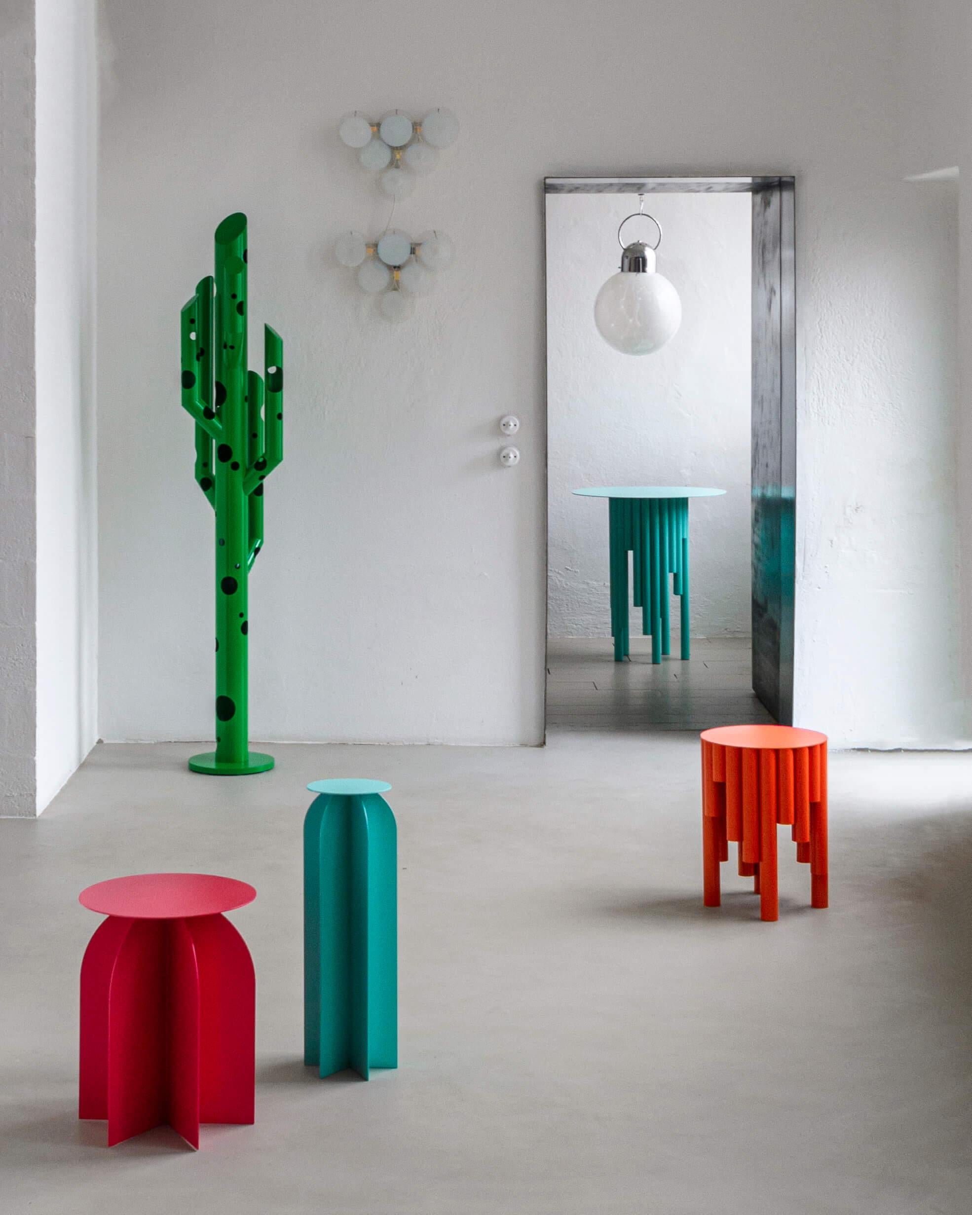 Steel Cactus Contemporary Sculpture in Green, Spinzi Silös, Italian Collectible Design For Sale
