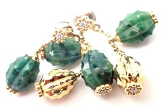 Cactus de Cartier Diamond Aventurine Yellow Gold Drop Earrings