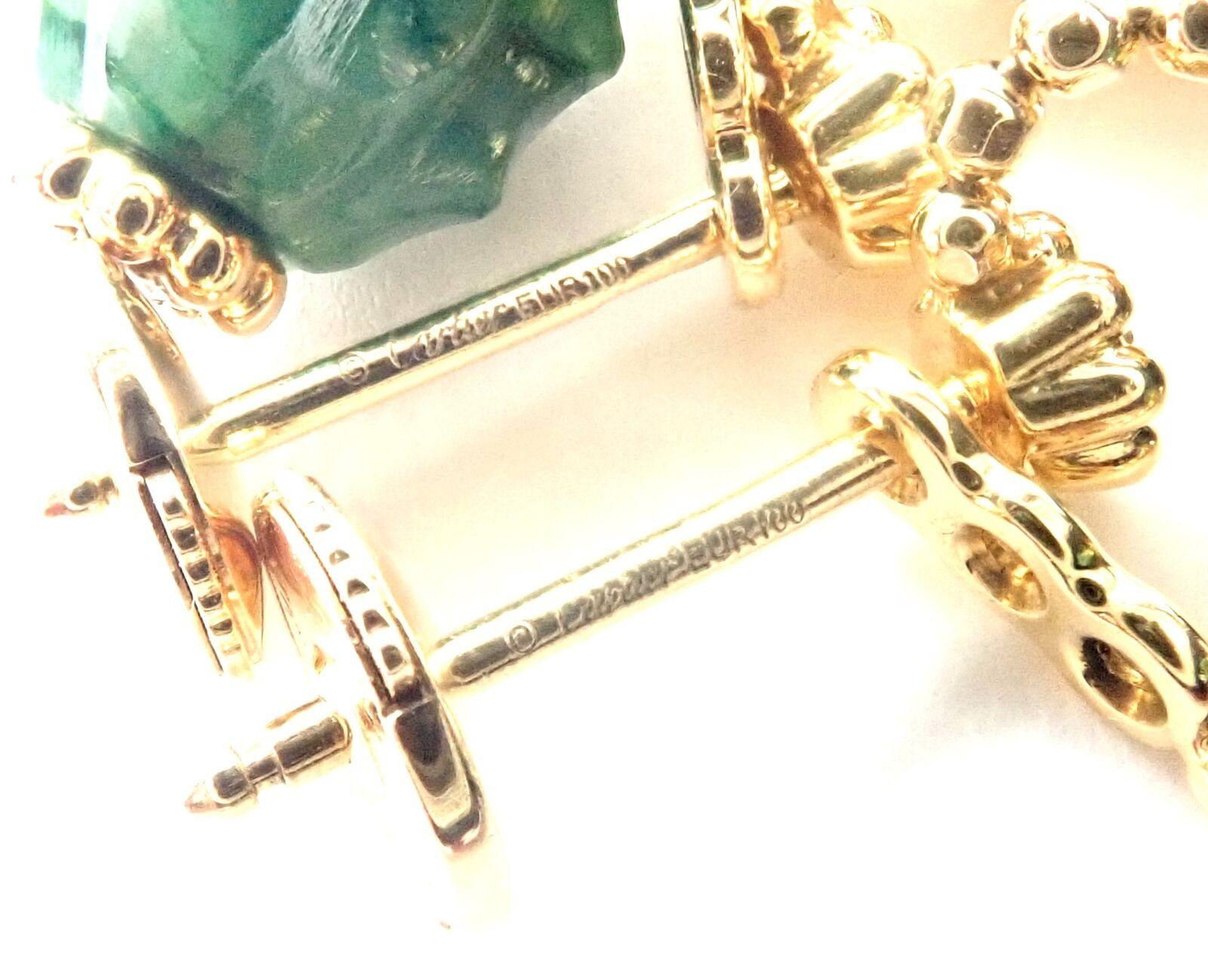 Cactus de Cartier Diamond Aventurine Yellow Gold Drop Earrings For Sale 1