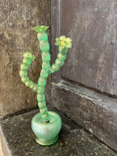 Cactus Planta grasa en cristal de Murano, probablemente Venini Napoleone Martinuzzi