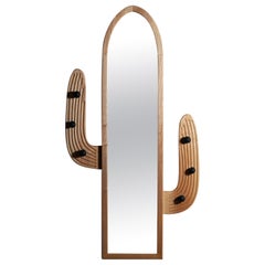 Cactus floor and wall statement solid wood mirror, Organic Modern