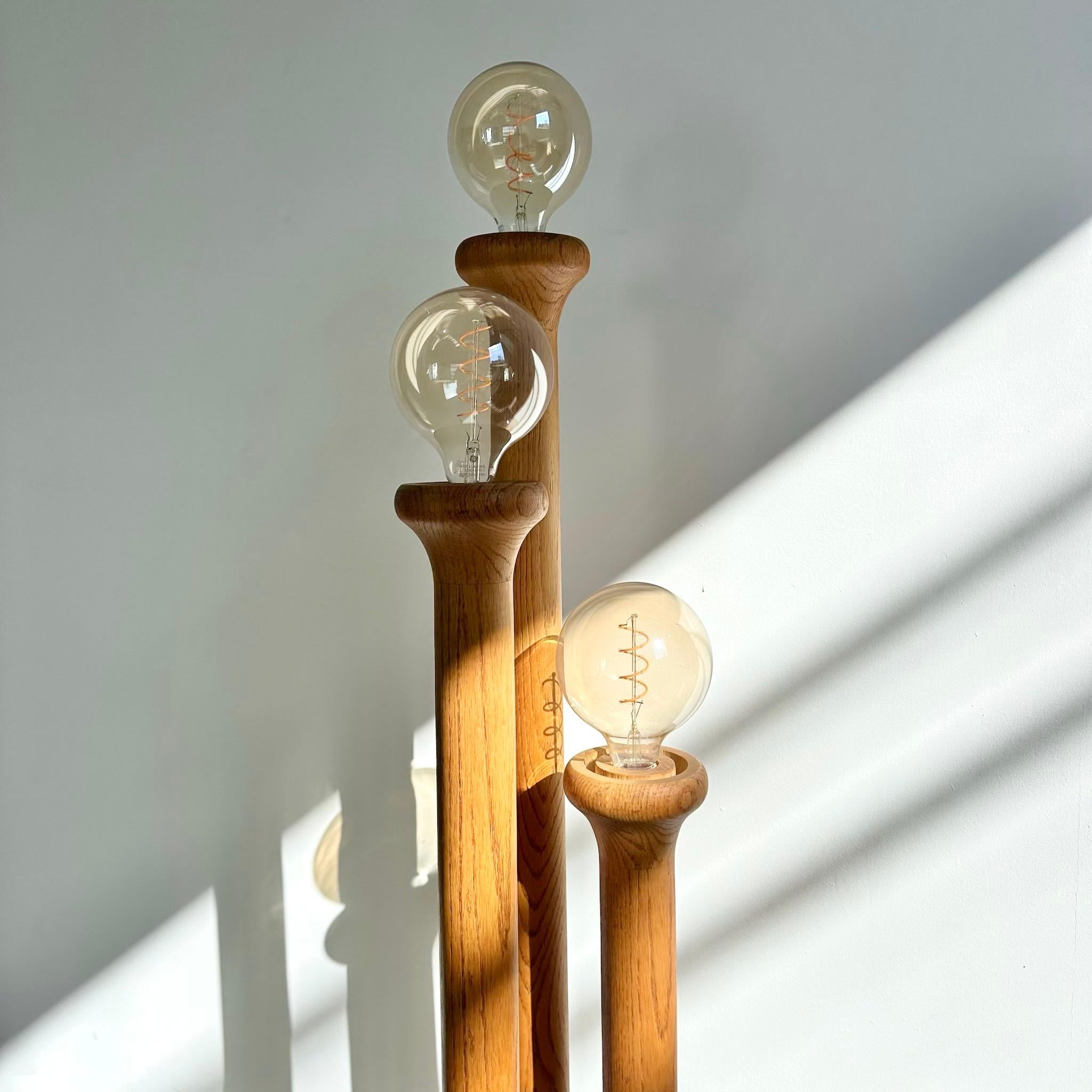 Pine Tiered Cactus Floor Lamp, 1970s USA