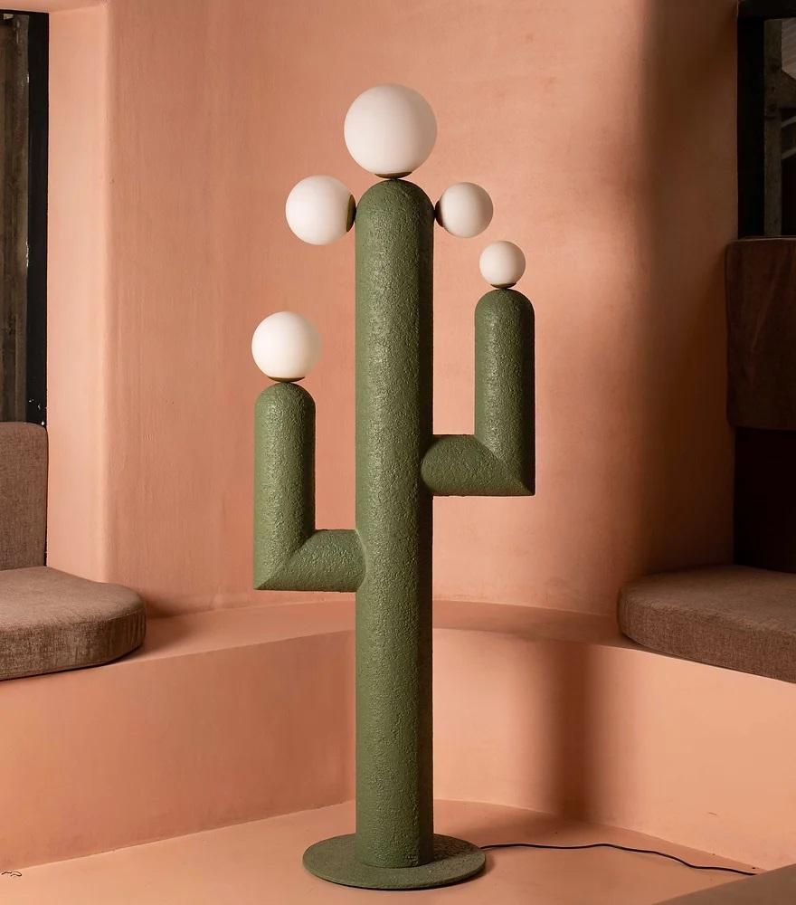 Cactus Floor Lamp by Harshita Jhamtani Designs
Dimensions: D 63.5 x H 167.6 cm
Materials: Claypaste, metal.

We made this lamp in collaboration with interior designer Stuti Muraka for her project in Mumbai. A mild steel structure with our signature