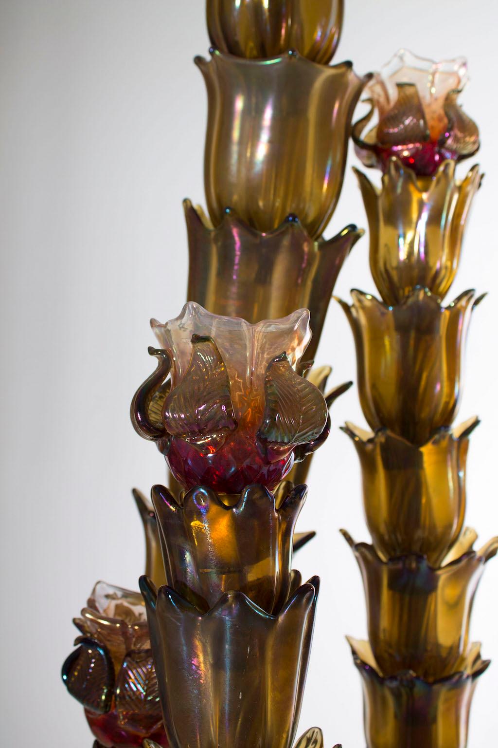 Kaktus Stehlampe handgefertigt mundgeblasenes Murano Glas Italien 1960er Giovanni Dalla Fina im Angebot 2